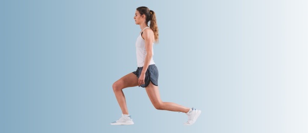 "Midlife woman doing lunges for strength and hormone balance during perimenopause"