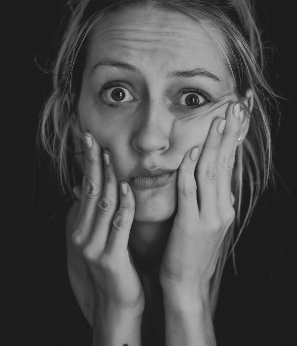 “Woman confused and forgetful, representing menopause brain fog”